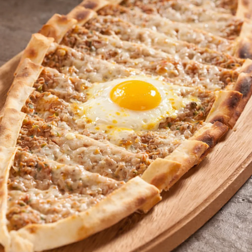 Kıymalı Yumurtalı Kaşarlı Pide