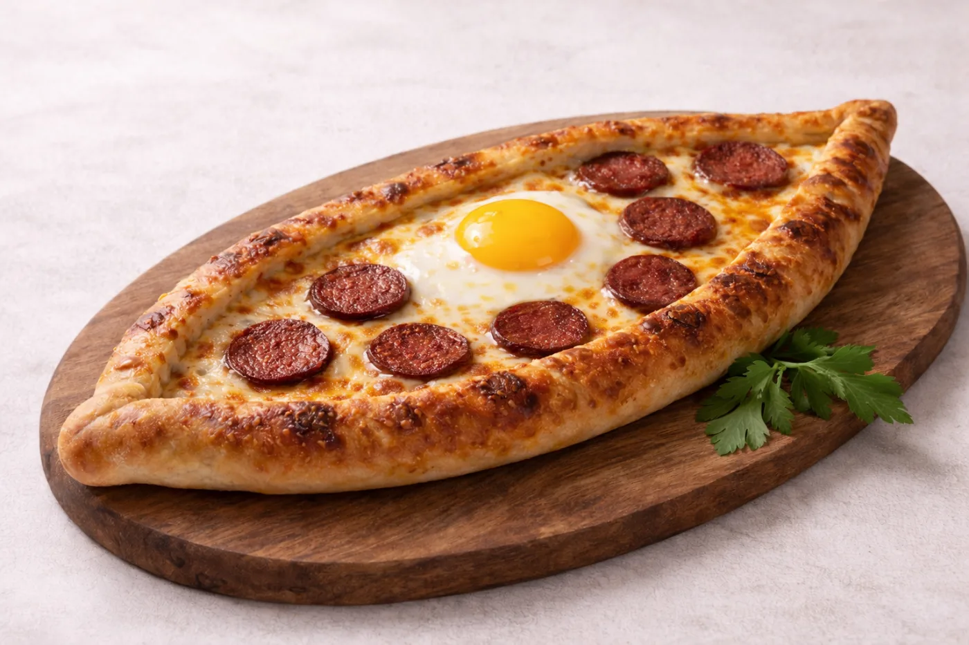 Yumurtalı Sucuklu Kaşarlı Pide